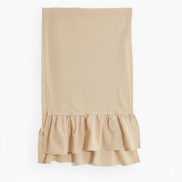 Bieżnik z falbanką beżowy bawełniany