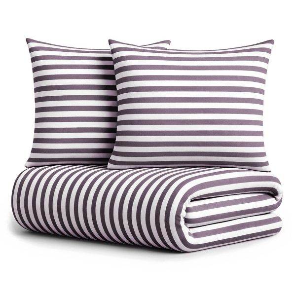 Komplet pościeli fioletowo-białe paski MM