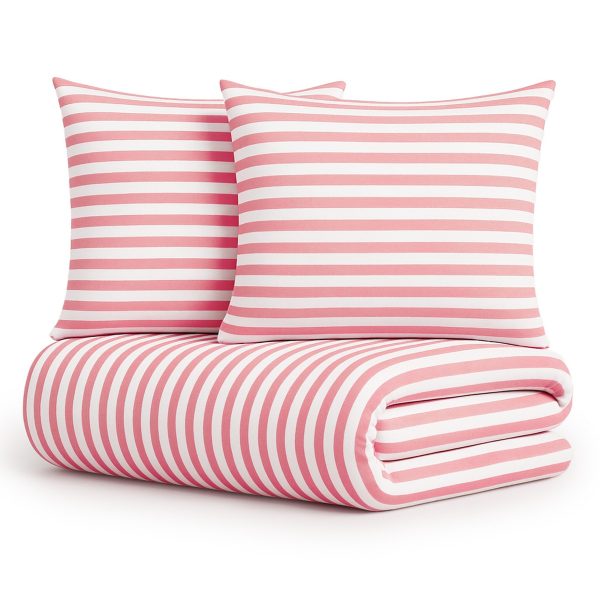 Komplet pościeli różowo-białe paski MM