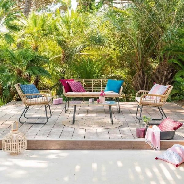 Lambada Zewnętrzny salon relaksacyjny dla 4 osób Hesperide - Jasny Naturalny DB