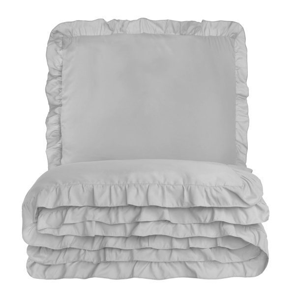 Komplet pościeli z falbanką szara MM