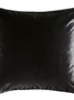 poduszka czarny welur z białą lamówką 45×45