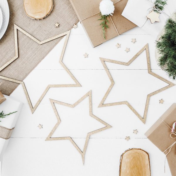 Zestaw 3 sztuk gwiazd ozdobnych brokatowych BW