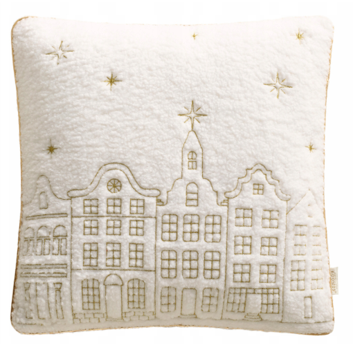 Świąteczna poszewka baranek Złote Domki 45x45 cm Wyprzedaż