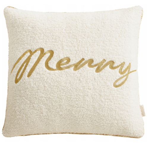 Świąteczna poszewka na poduszkę bukla ecru Merry 45x45 cm BW/R