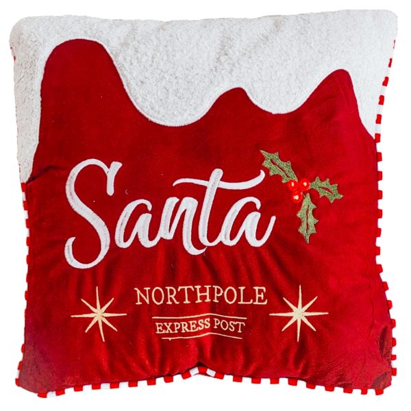 Poduszka świąteczna bukla Santa czerwona z wypełnieniem 40x40 cm BW
