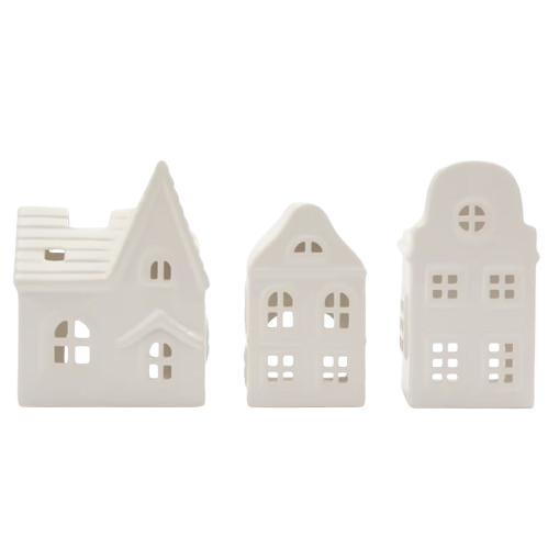 Zestaw 3 domków ceramicznych Led Wyprzedaż
