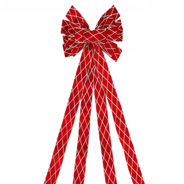 Czerwona Welurowa Kokarda z drobinkami 30 x 80 cm BW