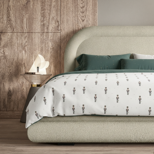 Komplet świątecznej pościeli premium Dziadek do Orzechów i butelkowa zieleń 200x220 cm BW