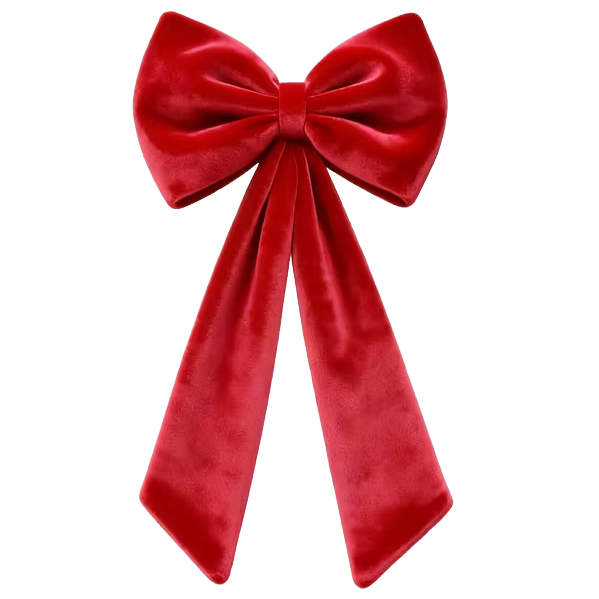 Welurowa kokarda wisząca czerwień 100 cm
