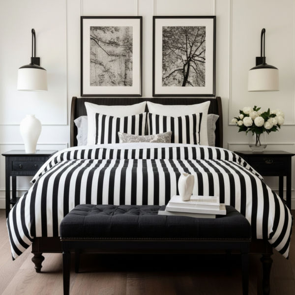 Pościel bawełniana w czarno białe pasy al