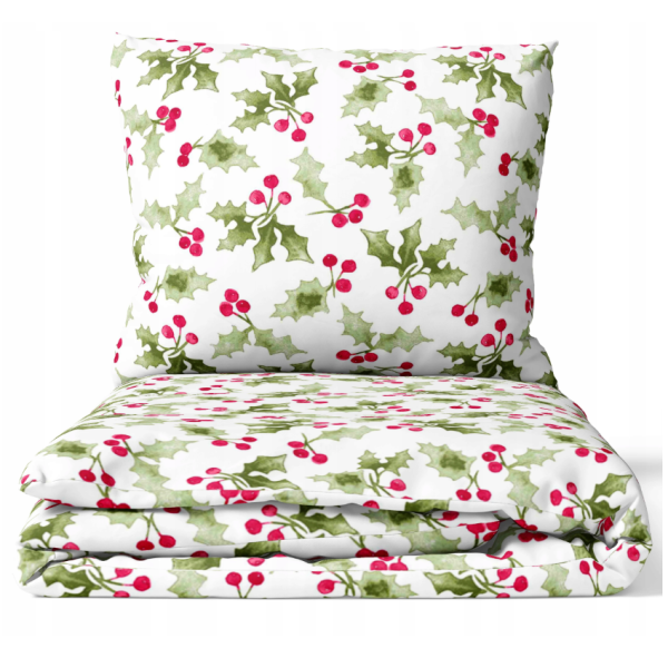 Świąteczna pościel w gałązki gruba bawełna 100% - 200x200 cm al