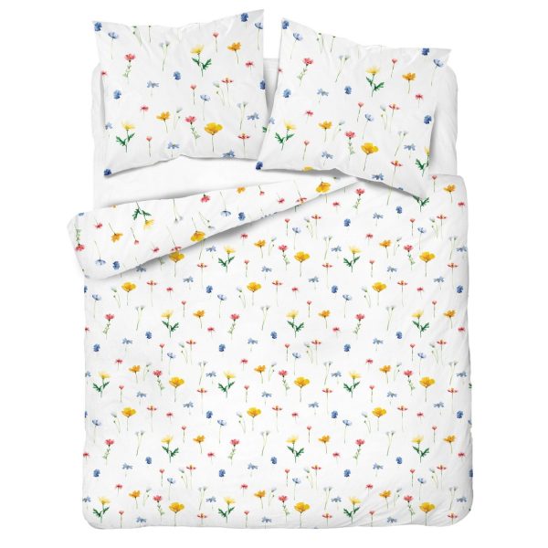 Komplet pościeli bawełnianej Kwiatuszki na bieli 5486A