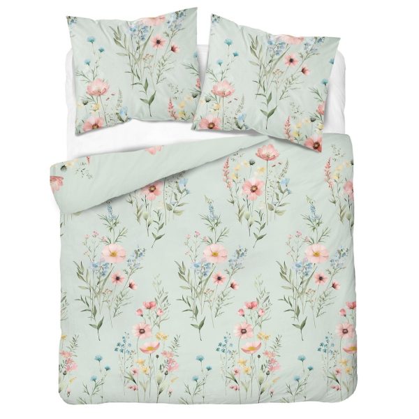 Komplet pościeli bawełnianej Kwiatuszki pistacja 5499B MM