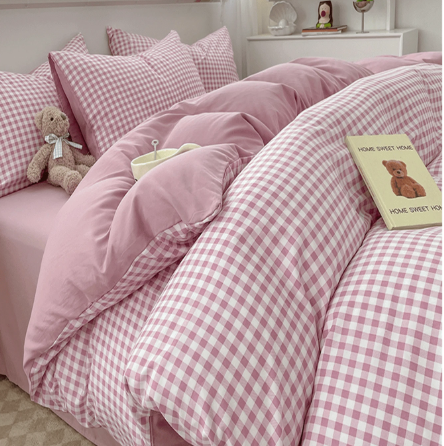 Komplet pościeli Różowa krateczka ns