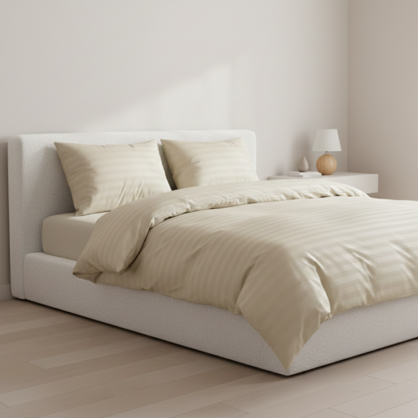 Pościel hotelowa w pasy adamaszek ecru MM al