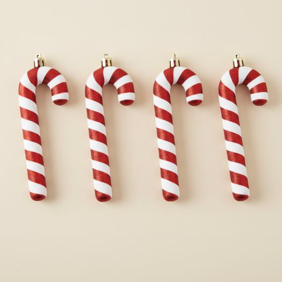 Świąteczne bombki „Cukrowe Laski” – zestaw 4 ozdób do stroika i choinki spring WYPRZEDAŻ