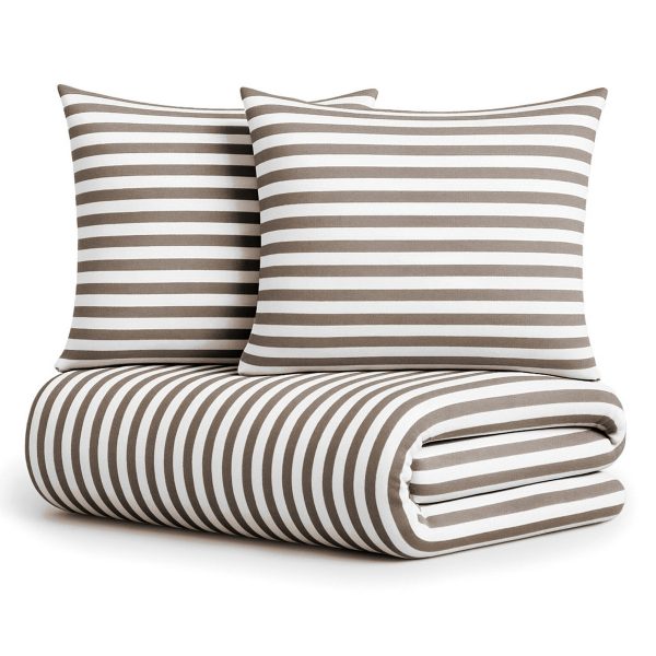 Komplet pościeli beżowo-białe paski MM