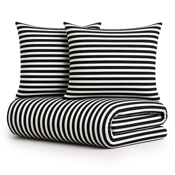 Komplet pościeli czarno-białe paski MM