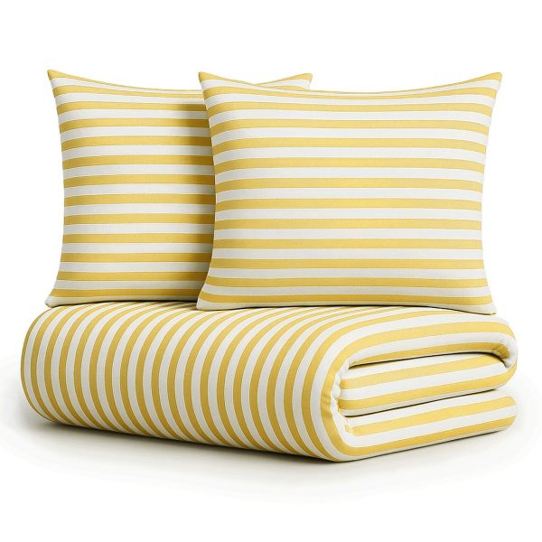 Komplet pościeli żółto-białe paski MM