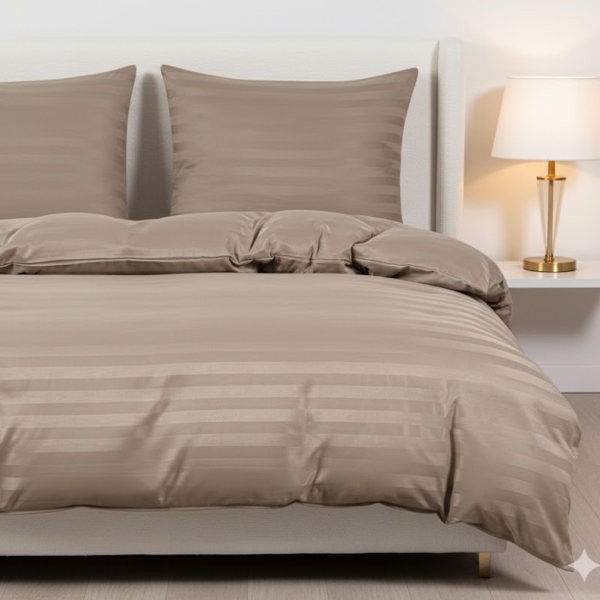 Pościel hotelowa w pasy adamaszek capuccino MM al