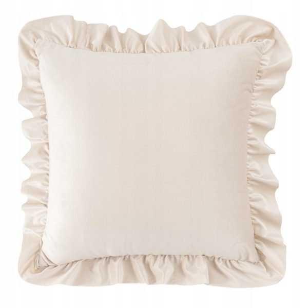 Poszewka dekoracyjna z falbanką kremowa als