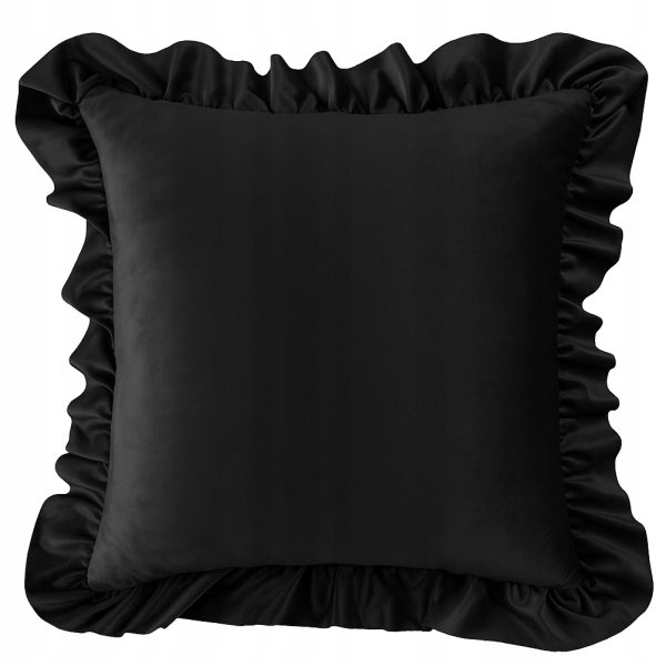 Poszewka dekoracyjna z falbanką czarna als