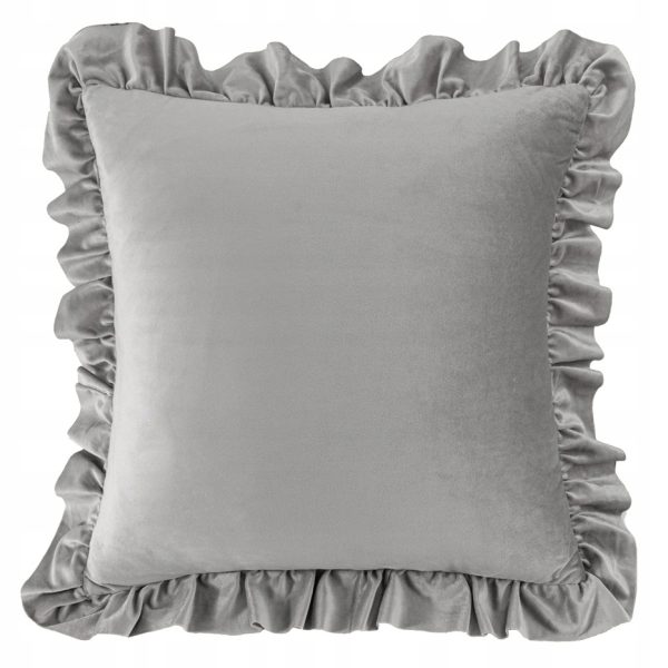 Poszewka dekoracyjna z falbanką szara als