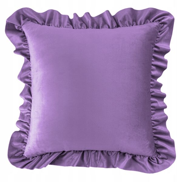 Poszewka dekoracyjna welurowa z falbanką fioletowa als