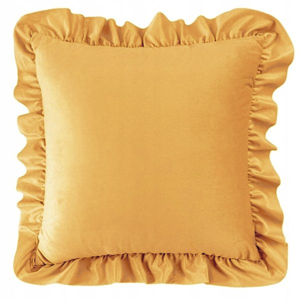 Poszewka dekoracyjna z falbanką musztarda als