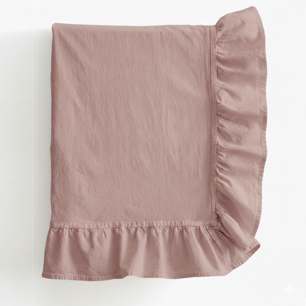 Obrus z falbanką bawełniany brudny róż