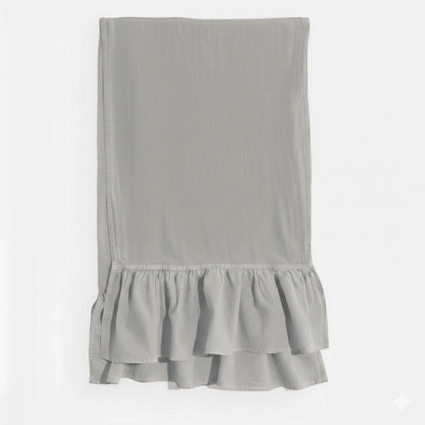 Bieżnik z falbanką szary bawełniany