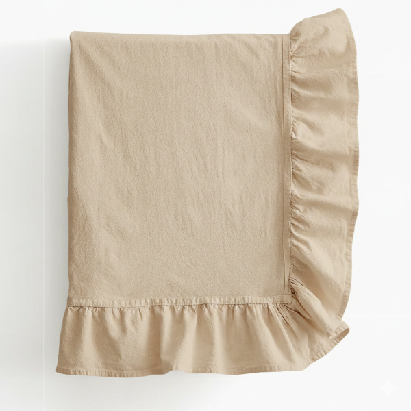 Obrus z falbanką beżowy