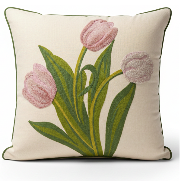 Poszewka na poduszkę Haftowane Tulipany 45x45 cm ns