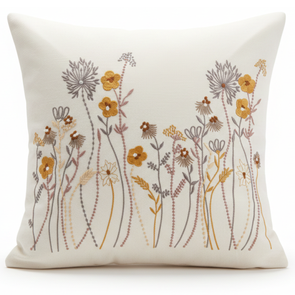 Poszewka na poduszkę Haftowane Kwiaty 45x45 cm ns