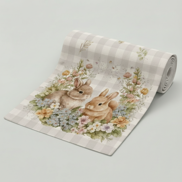 Bieżnik na stół zajączki i krata nse