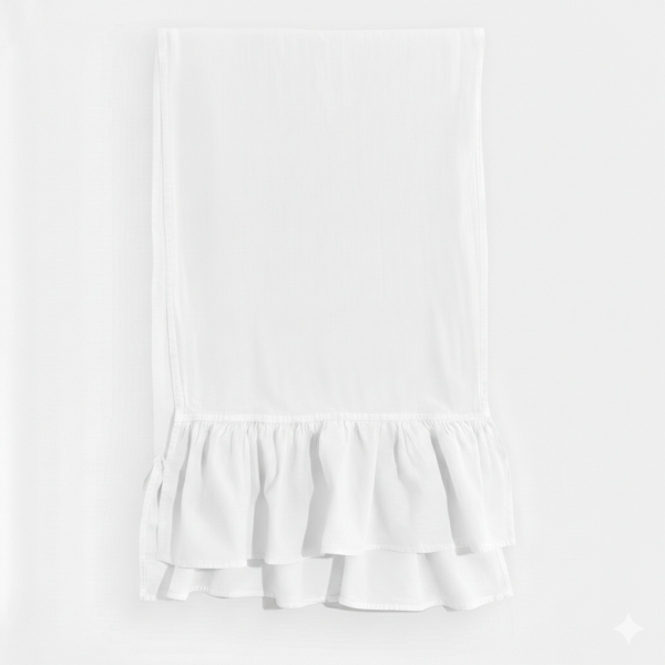 Bieżnik z falbanką biały bawełniany