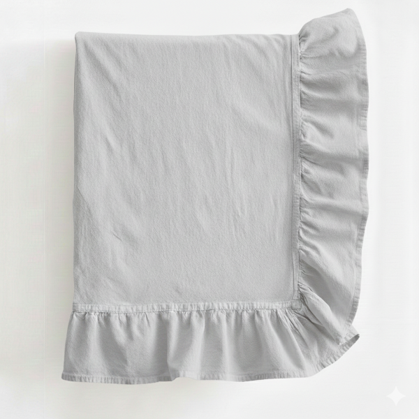 Obrus z falbanką bawełniany szary