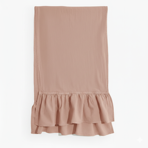 Bieżnik z falbanką brudny róż bawełniany