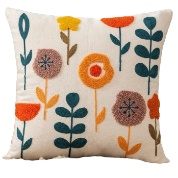 Poszewka na poduszkę haftowane kolorowe kwiaty 45x45 cm ns