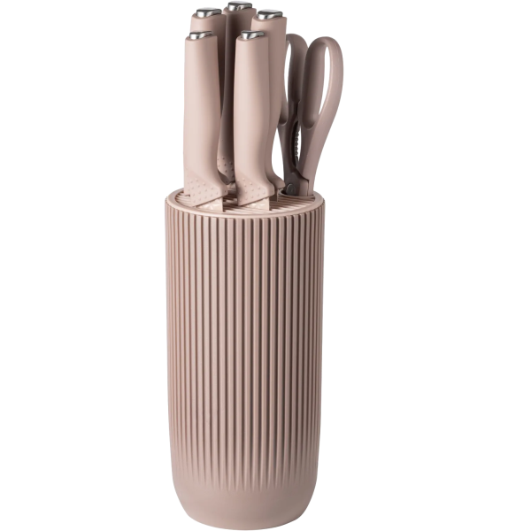 Zestaw noży kuchennych w bloku – różowy, 7 elementów BM