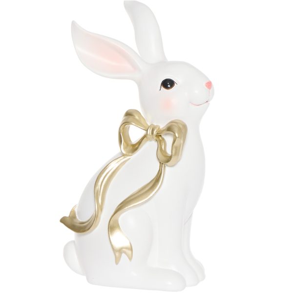 Elegancka ozdoba wielkanocna – królik ze złotą kokardą 2 BM