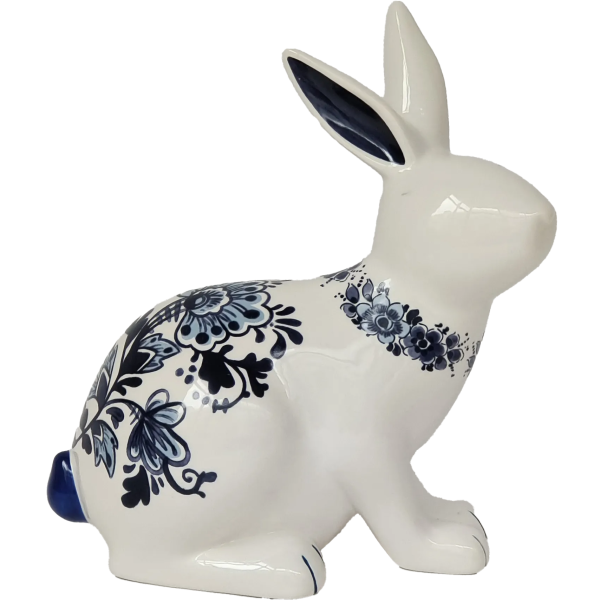 Elegancki królik wielkanocny w niebieskie kwiaty 2 BM