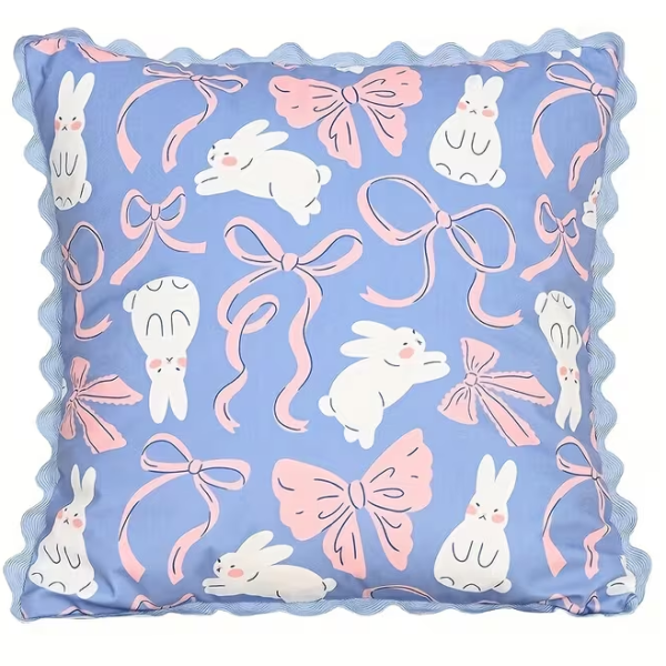Poszewka na poduszkę błękitne zajączki i kokardki utm