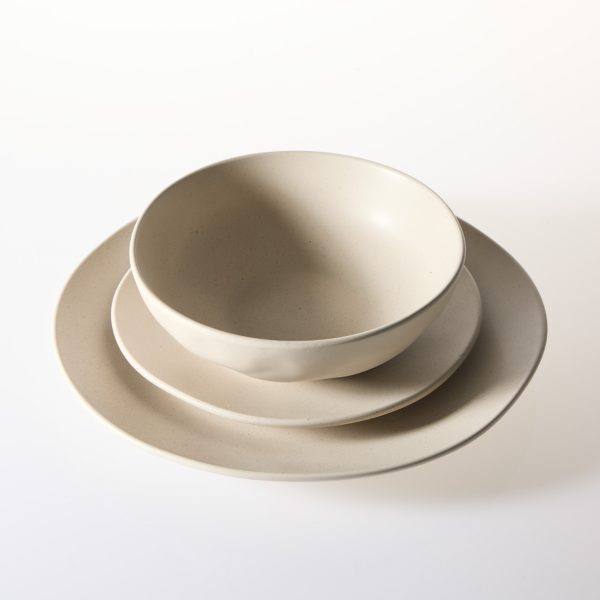 Komplet talerzy i talerzyków 18 szt. – styl skandynawski, beż BM