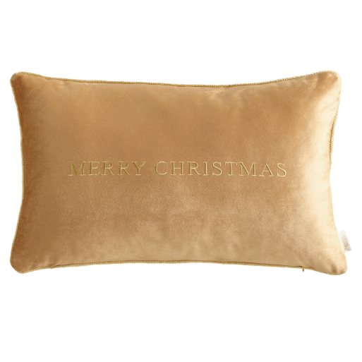 Poszewka świąteczna 30x50 cm złota Merry Christmas ze złotą lamówką als
