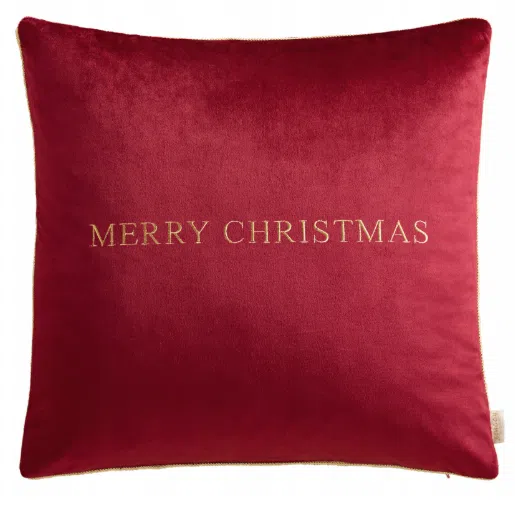 Poszewka świąteczna bordo ze złotą lamówką Merry Christmas 45×45 cm BW