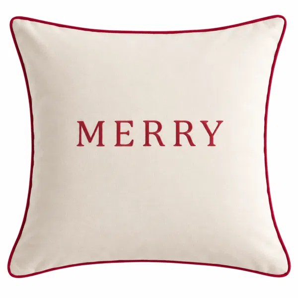 Kremowa poszewka z czerwonym napisem MERRY BW / als