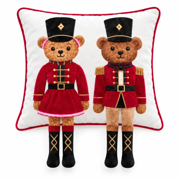 Welurowa Poszewka Świąteczna Teddy Bear sin