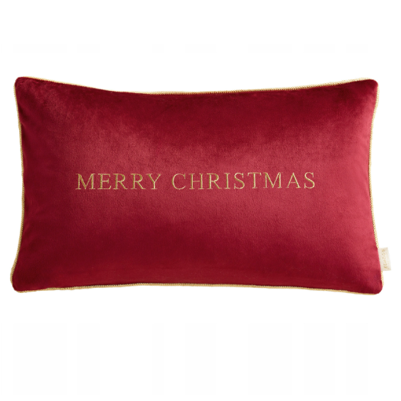 Poszewka świąteczna 30x50 cm bordo Merry Christmas ze złotą lamówką als